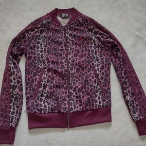 New 🎀 Adidas Track Top Originals jacket leopard print maroon burgundy